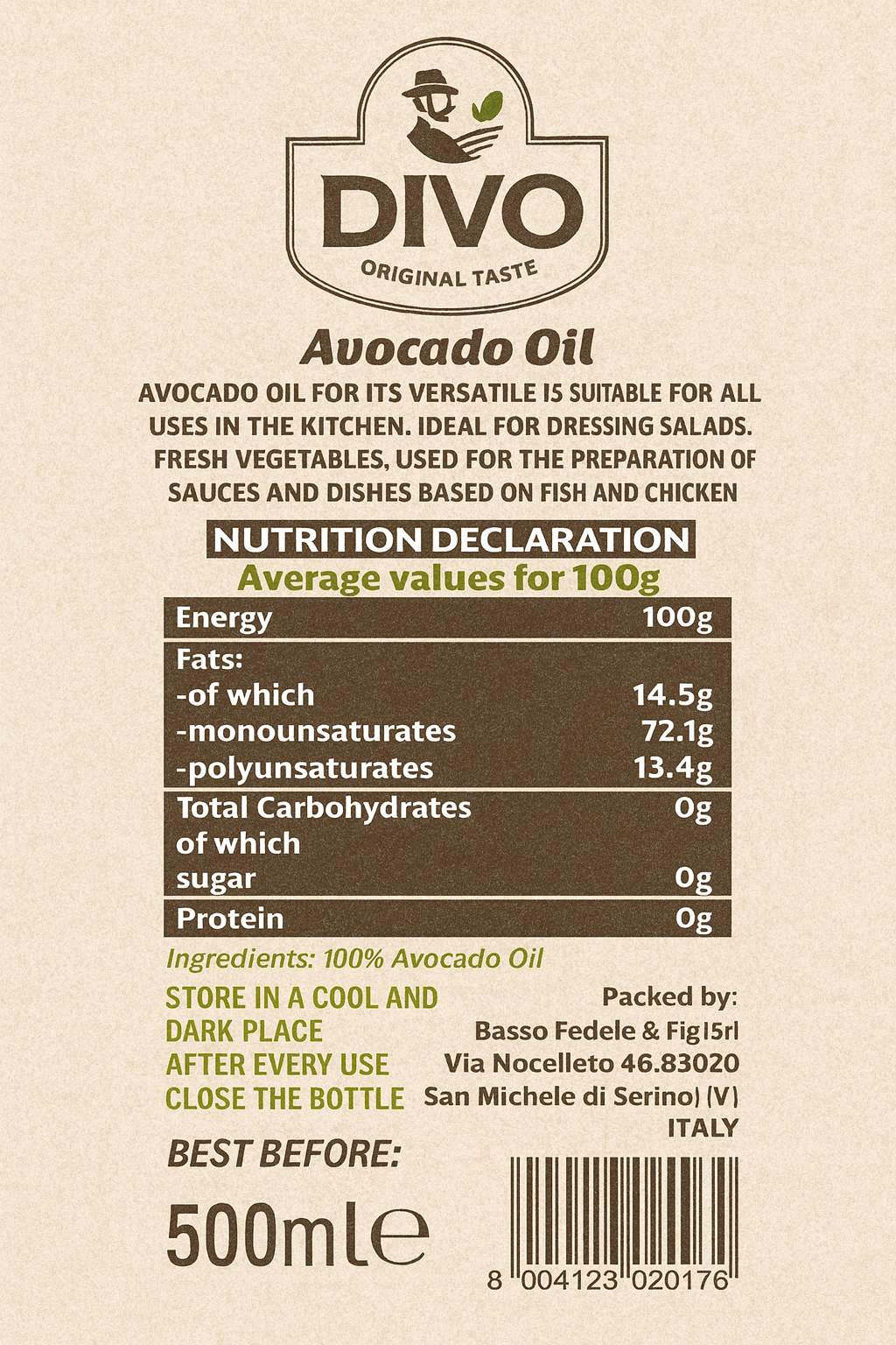 Avocadoöl 500ml – DIVO