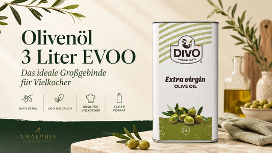 DIVO Olivenöl 3 Liter EVOO – Großgebinde für Vielkocher und kleine Gastrobetriebe