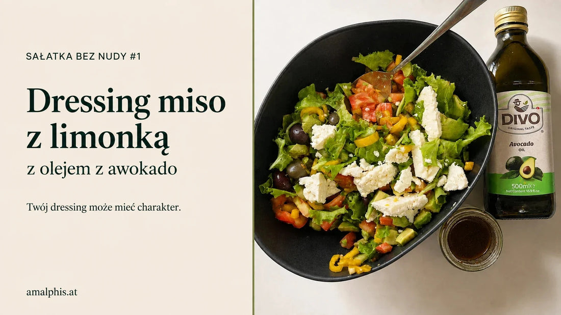 Dressing miso z limonką, sałatka i olej z awokado DIVO.